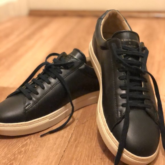 Zespa ZSP4 Black Leather Sneakers - Picture 1 of 5